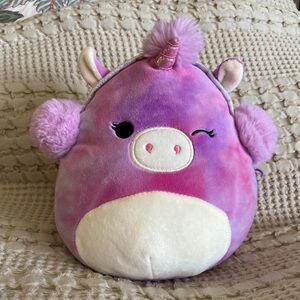 Squishmallow “Lola” the Unicorn with Rare, limited Holiday Edition earmuffs!
